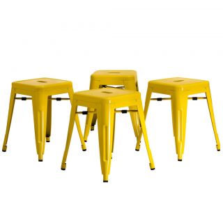 set of 4 luxury modern design sturdy yellow iron stools