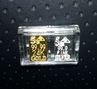 24k 99.99 Gold & Fine 99.9 Silver ACB 10 Grain Combo Pack in Airtight 