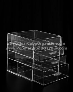 acrylic makeup organizer w drawers clear cube cosmetic new 3