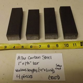 A36 Carbon steel 1 x 1 1/2 bar, various lengths (4+ long) 4 pieces 