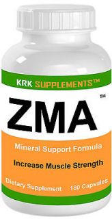 Bottle ZMA 180 Capsules Testosterone Booster Zinc Vitamin B6 KRK 