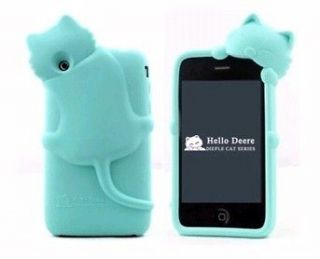 Cute Lovely Kiki Cat Silicone Case Cover For i Phone 3G 3GS blue