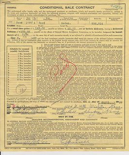 Antique Documents SALE CONTRACT FOR 1929 FORD + more DOCUMENTS