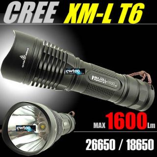26650 1600Lm CREE XM L XML T6 LED Flashlight Torch KEYGOS M10 +Charger 