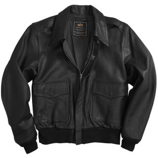 Alpha Industries A 2 Goatskin Leather Flight Jacket   Black, Brown