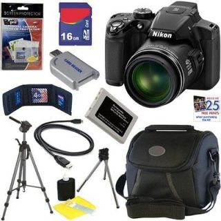 Nikon COOLPIX P510 16.1MP Digital Camera Black+ EN EL5 Battery +16GB 