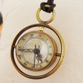 Vintage Small Coppery Crystal Ball Mechanical Hand Wind Pocket Watch 