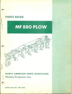 massey ferguson parts book mf880 plow 651 290 m92 ae