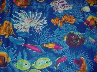 tropical fish print curtains 34 long  19