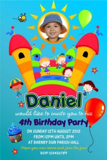 10 x bouncy castle party invitations with or without photo