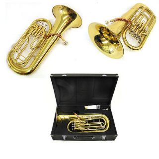 New Brass 4 Valve Bb Euphonium Baritone w/Case, Mouthpiece, & Warranty