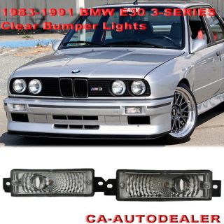 BMW 83 91 E30 3 series Clear Bumper Lights Markers 2drs (Fits BMW 