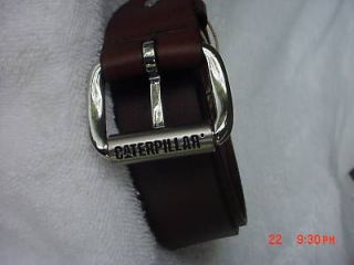Brown Leather Belt Licensed Caterpillar Logo Mens XL 42 44 Inch 