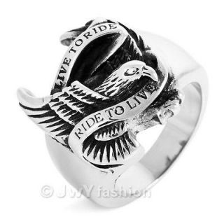 Newly listed Size 12 Silver Eagle Stainless Steel Men Ring LP11 402