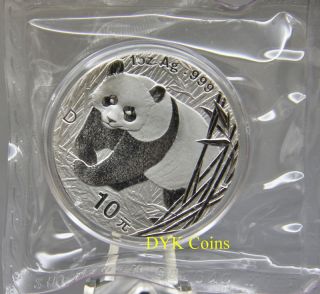 2001 2001 d china 10 yuan 1 oz silver panda
