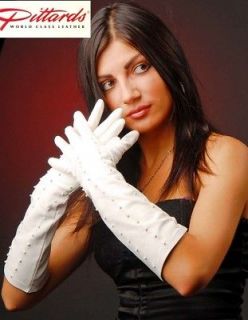 brand new white long leather opera gloves