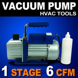 New 1 Stage 1/3HP Vacuum Pump 6CFM Rotary Vane Deep HVAC Tool AC R410a 