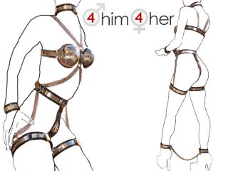 Luxury Stainless Steel Female Chastity Belt and Bra Set (Collar Cuffs 