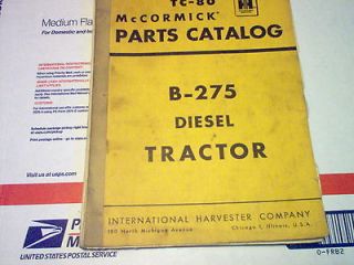 Farmall B 275 Diesel Tractor Parts Catalog McCormick International 