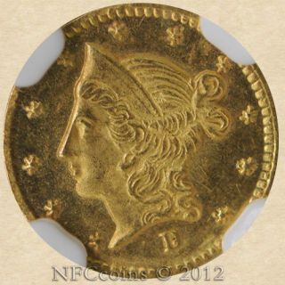 1853 california fractional gold 50c ms64 ngc bg 421 one