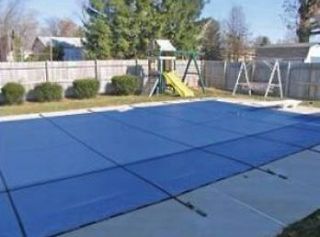 Blue Mesh 15 x 30 In Ground Pool Safety Cover with 12 Year Warranty