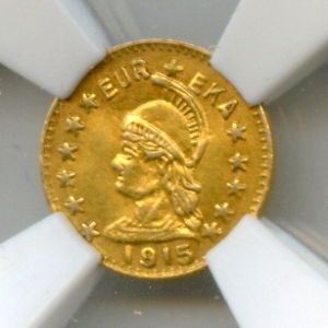 1915 California Gold 25c Helmeted Warrior / Harts Coins of the West 