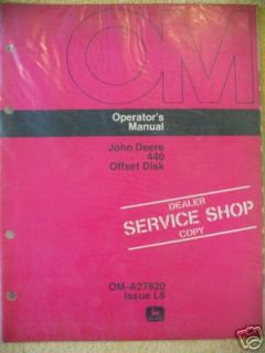 john deere 440 offset disk harrow operator manual one day