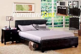 Urban Feel Espresso Leather Full, Queen, King, Platform Bed with 6 