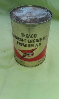 vintage texaco aircraft engine oil premium AD 1 qt empty metal oil can