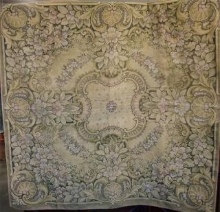 Antique Floral and Leaf Tapestry Wall Hanging 56x56 Olive Taupe 