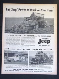 1948 WILLYS OVERLAND Pickup Jeep Universal Trucks magazine ad farming 