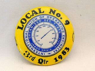 1983 Local No 9 Intl Operating Engineers Labor Union Pinback Button 