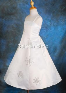 White Flower Girls Wedding Party Pageant Dress Sz 12 13
