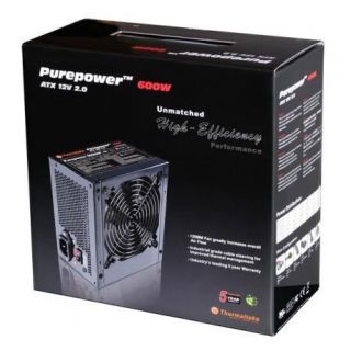    Purepower 600W Powersupply ATX 12V 2 0 High Efficiency 120MM Fan
