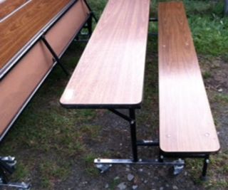   Cafeteria Folding Table Bench Unit Measures 8 ft Long