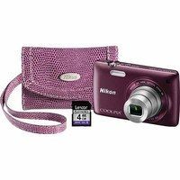 Nikon Coolpix S4300 Bundle with 16 megapixel Camera Plum 4GB SD Card 