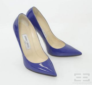 Jimmy Choo Cobalt Blue Patent Leather Pointed Toe Pumps Size 38