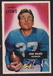 1955 BOWMAN DOAK WALKER DETROIT LIONS CARD 1 EXCELLENT CONDITION