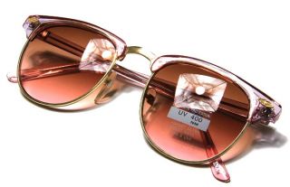   Clubmaster Transparent Pink Gold Frame BrownTo Pink Lens Sunglasses