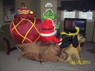 Inflatable Grinch in Sleigh Over 7ft Long