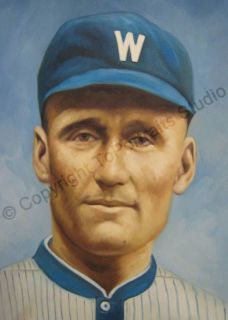 Walter Johnson Washington Senators Hall of Famer Original Baseball Oil 