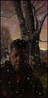 Philip Gladstone Original Art Winter Landscape Self Portrait Gentle 