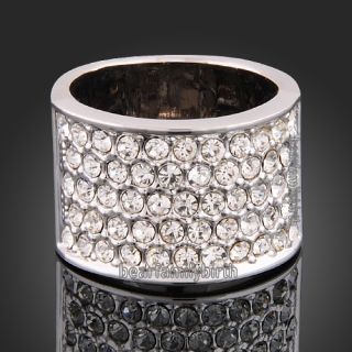 18K White Gold GP Clear Swarovski Crystals Wedding Ring R48