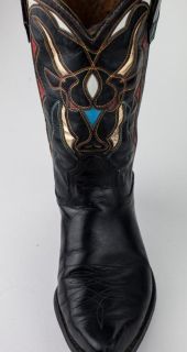 VINTAGE ACME LEATHER COWBOY / GIRL BOOTS CUTOUT INLAY PEE WEE SHORTY 