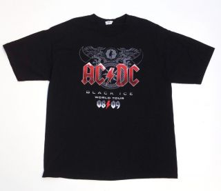 ACDC Black Ice 2009 Concert Tour T shirt Size X Large Classic Rock AC 