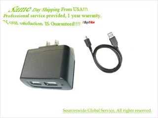 AC Adapter Travel Wall Charger to Two USB Ports Power Supply and USB A 