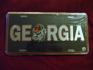 Georgia Bulldogs UGA Metal License Plate Tag Black NCAA New FREE 
