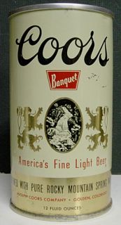 1960s Coors Banquet Beer Straight Steel Pulltab Can Golden Co