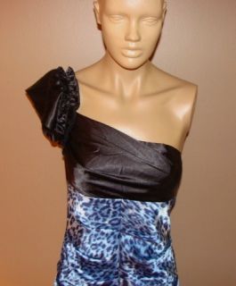 Adrianna Papell Black Blue Tiger Prom Evening Dress 6
