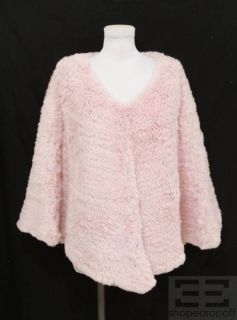 Adrienne Landau Light Pink Rabbit Fur Poncho New Size O S